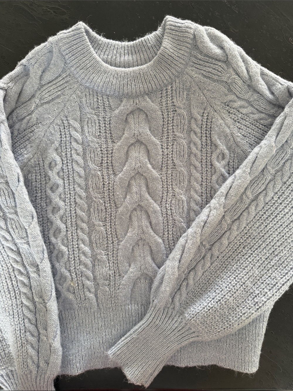 Dynamite Light Blue Cable Knit Crewneck Sweater